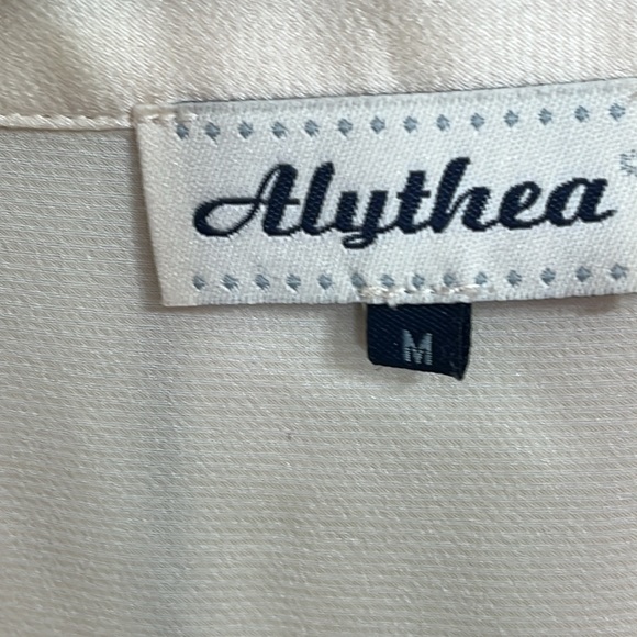 Alythea 100% Polyester Corsette Neck Blouse Golden Buttery Long Sleeves Silky - Picture 5 of 8